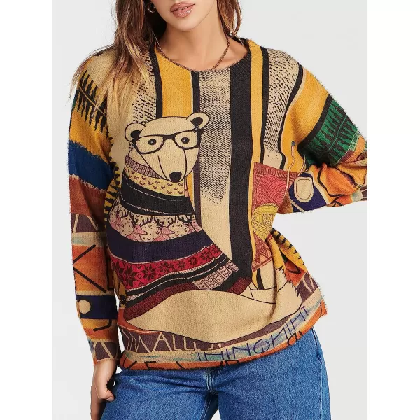 imageANRABESS Womens Boho Sweater Long Sleeve Crewneck Casual Loose Oversized Graphic Pullover Sweater TopGraphic 16