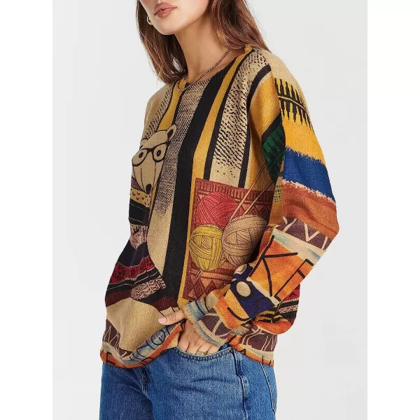 imageANRABESS Womens Boho Sweater Long Sleeve Crewneck Casual Loose Oversized Graphic Pullover Sweater TopGraphic 16