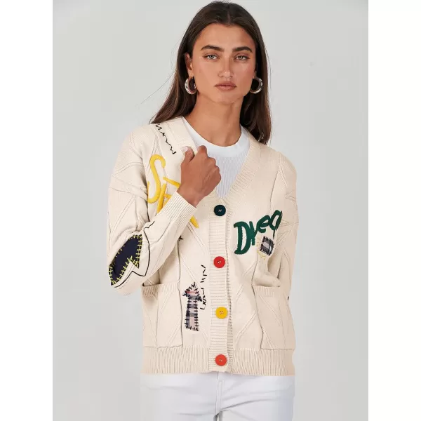 imageANRABESS Womens Cable Knit Long Sleeve Open Front Cardigan Sweaters Fashion Button Down Embroidery Outwear CoatsANRABESS Womens Cable Knit Long Sleeve Open Front Cardigan Sweaters Fashion Button Down Embroidery Outwear Coats