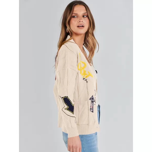 imageANRABESS Womens Cable Knit Long Sleeve Open Front Cardigan Sweaters Fashion Button Down Embroidery Outwear CoatsANRABESS Womens Cable Knit Long Sleeve Open Front Cardigan Sweaters Fashion Button Down Embroidery Outwear Coats
