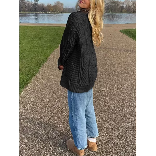 imageANRABESS Womens Cable Knit Sweater Winter Fashion Oversized Long Sleeve Crewneck Chunky Vintage Casual Loose Pullover TopsBlack