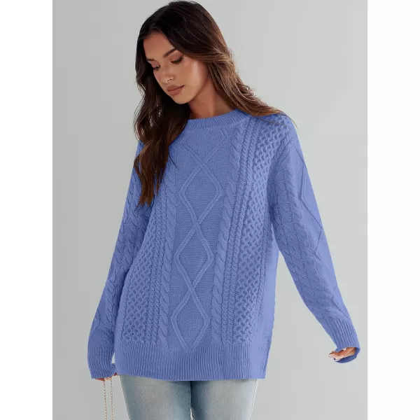 imageANRABESS Womens Cable Knit Sweater Winter Fashion Oversized Long Sleeve Crewneck Chunky Vintage Casual Loose Pullover TopsBlue Purple