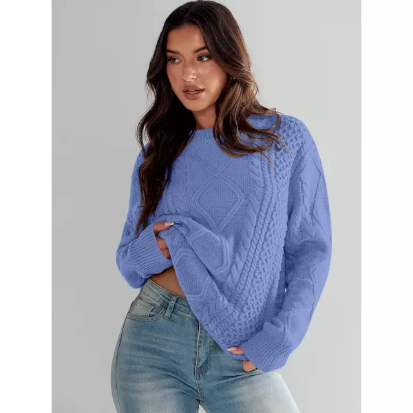 imageANRABESS Womens Cable Knit Sweater Winter Fashion Oversized Long Sleeve Crewneck Chunky Vintage Casual Loose Pullover TopsBlue Purple