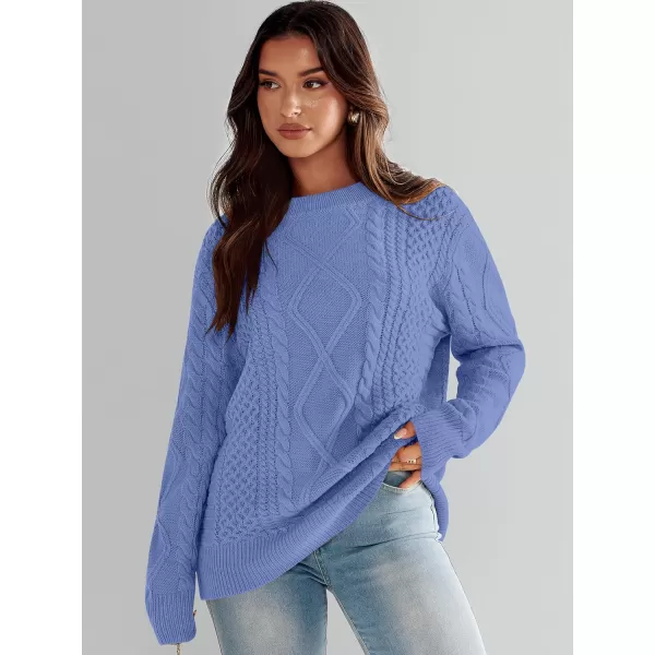 imageANRABESS Womens Cable Knit Sweater Winter Fashion Oversized Long Sleeve Crewneck Chunky Vintage Casual Loose Pullover TopsBlue Purple