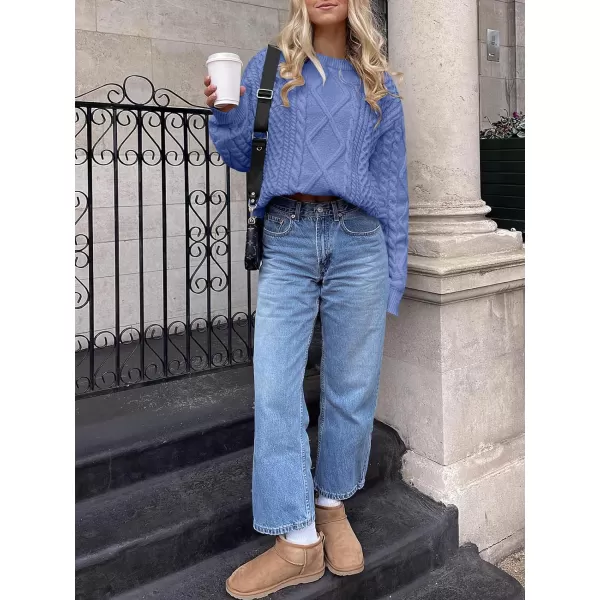 imageANRABESS Womens Cable Knit Sweater Winter Fashion Oversized Long Sleeve Crewneck Chunky Vintage Casual Loose Pullover TopsBlue Purple