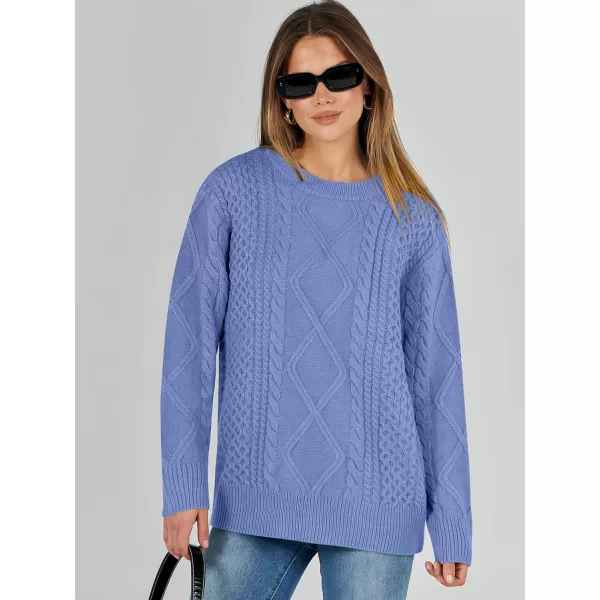 imageANRABESS Womens Cable Knit Sweater Winter Fashion Oversized Long Sleeve Crewneck Chunky Vintage Casual Loose Pullover TopsBlue Purple