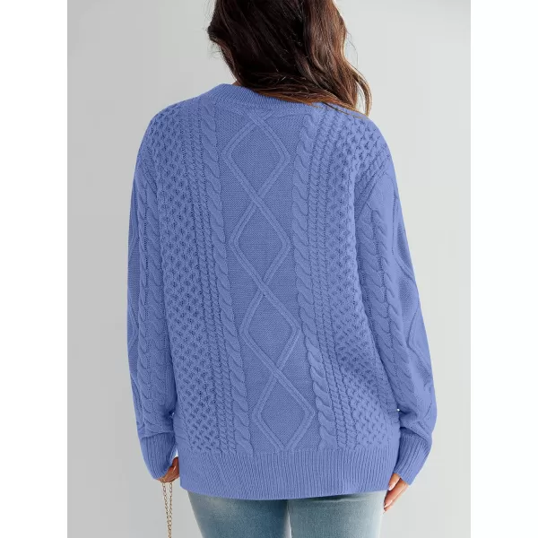 imageANRABESS Womens Cable Knit Sweater Winter Fashion Oversized Long Sleeve Crewneck Chunky Vintage Casual Loose Pullover TopsBlue Purple