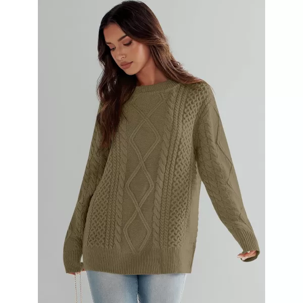 imageANRABESS Womens Cable Knit Sweater Winter Fashion Oversized Long Sleeve Crewneck Chunky Vintage Casual Loose Pullover TopsBrown