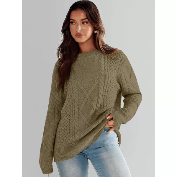 imageANRABESS Womens Cable Knit Sweater Winter Fashion Oversized Long Sleeve Crewneck Chunky Vintage Casual Loose Pullover TopsBrown