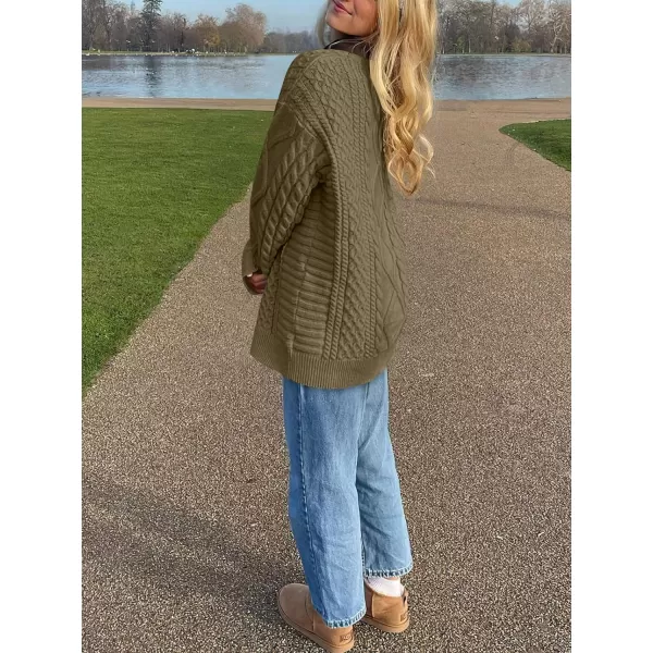 imageANRABESS Womens Cable Knit Sweater Winter Fashion Oversized Long Sleeve Crewneck Chunky Vintage Casual Loose Pullover TopsBrown