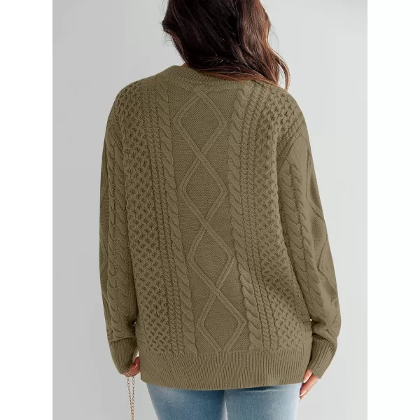 imageANRABESS Womens Cable Knit Sweater Winter Fashion Oversized Long Sleeve Crewneck Chunky Vintage Casual Loose Pullover TopsBrown