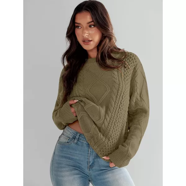 imageANRABESS Womens Cable Knit Sweater Winter Fashion Oversized Long Sleeve Crewneck Chunky Vintage Casual Loose Pullover TopsBrown