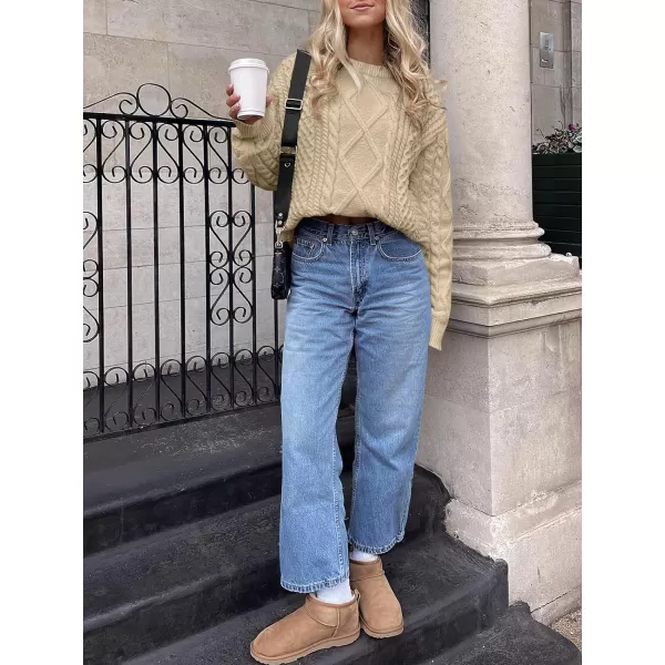 imageANRABESS Womens Cable Knit Sweater Winter Fashion Oversized Long Sleeve Crewneck Chunky Vintage Casual Loose Pullover TopsDeep Apricot