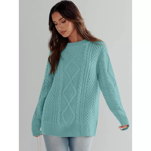imageANRABESS Womens Cable Knit Sweater Winter Fashion Oversized Long Sleeve Crewneck Chunky Vintage Casual Loose Pullover TopsLake