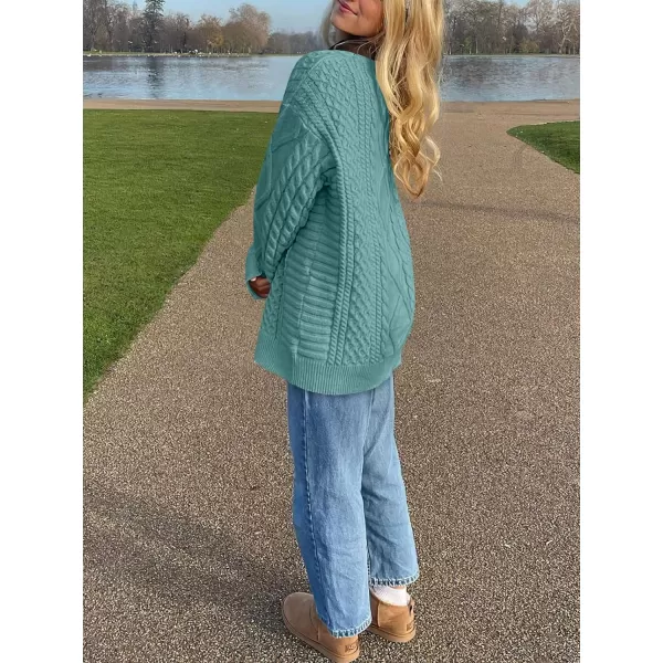 imageANRABESS Womens Cable Knit Sweater Winter Fashion Oversized Long Sleeve Crewneck Chunky Vintage Casual Loose Pullover TopsLake