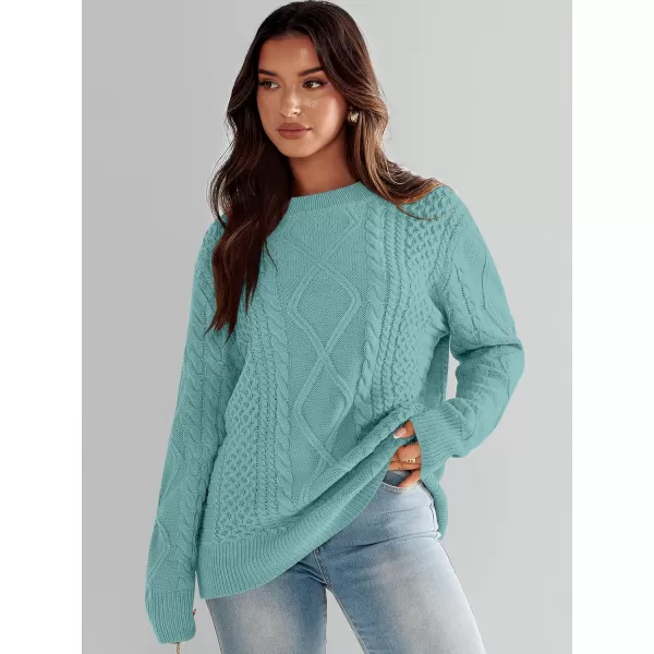 imageANRABESS Womens Cable Knit Sweater Winter Fashion Oversized Long Sleeve Crewneck Chunky Vintage Casual Loose Pullover TopsLake