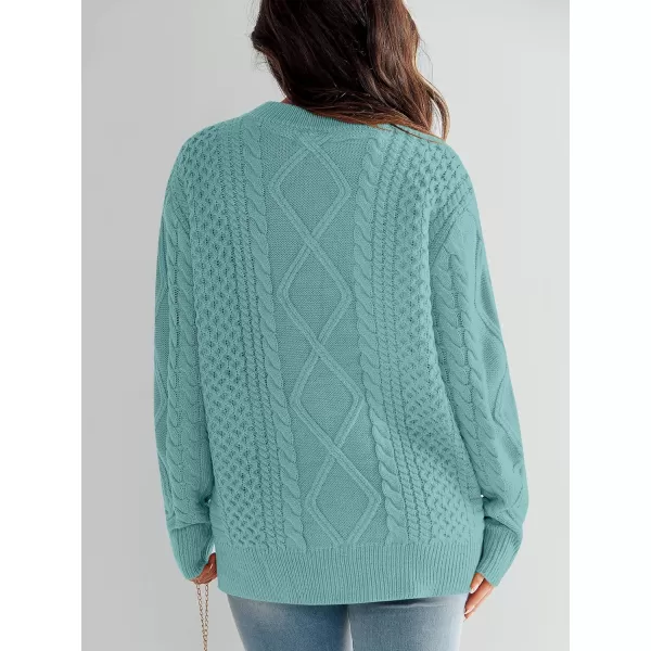 imageANRABESS Womens Cable Knit Sweater Winter Fashion Oversized Long Sleeve Crewneck Chunky Vintage Casual Loose Pullover TopsLake