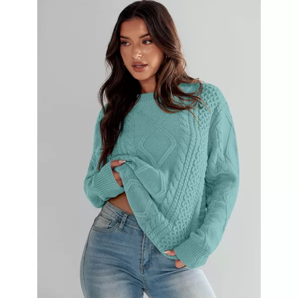 imageANRABESS Womens Cable Knit Sweater Winter Fashion Oversized Long Sleeve Crewneck Chunky Vintage Casual Loose Pullover TopsLake