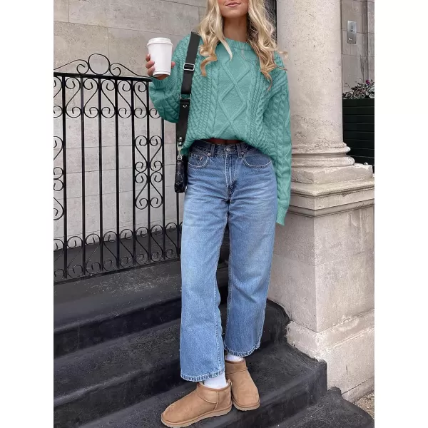 imageANRABESS Womens Cable Knit Sweater Winter Fashion Oversized Long Sleeve Crewneck Chunky Vintage Casual Loose Pullover TopsLake