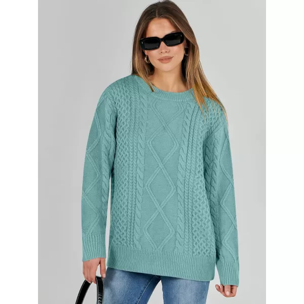 imageANRABESS Womens Cable Knit Sweater Winter Fashion Oversized Long Sleeve Crewneck Chunky Vintage Casual Loose Pullover TopsLake
