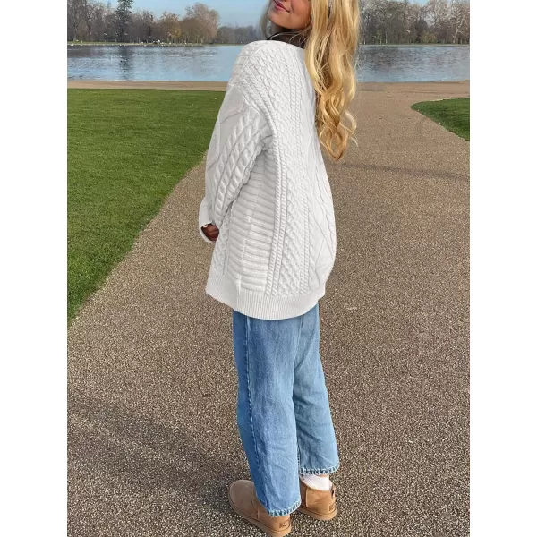 imageANRABESS Womens Cable Knit Sweater Winter Fashion Oversized Long Sleeve Crewneck Chunky Vintage Casual Loose Pullover TopsWhite