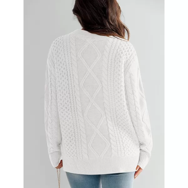 imageANRABESS Womens Cable Knit Sweater Winter Fashion Oversized Long Sleeve Crewneck Chunky Vintage Casual Loose Pullover TopsWhite