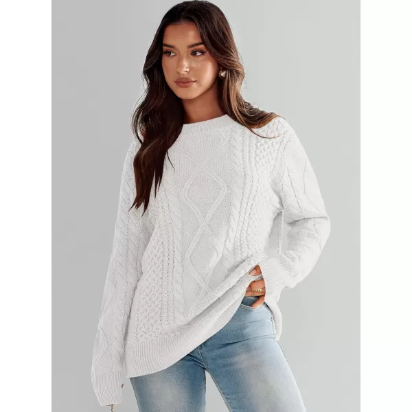 imageANRABESS Womens Cable Knit Sweater Winter Fashion Oversized Long Sleeve Crewneck Chunky Vintage Casual Loose Pullover TopsWhite