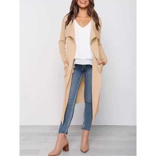 imageANRABESS Womens Cardigan Sweater Open Front Long Jackets Knitted Sweater Soft Fuzzy 2023 Fall Winter Trench CoatApricot