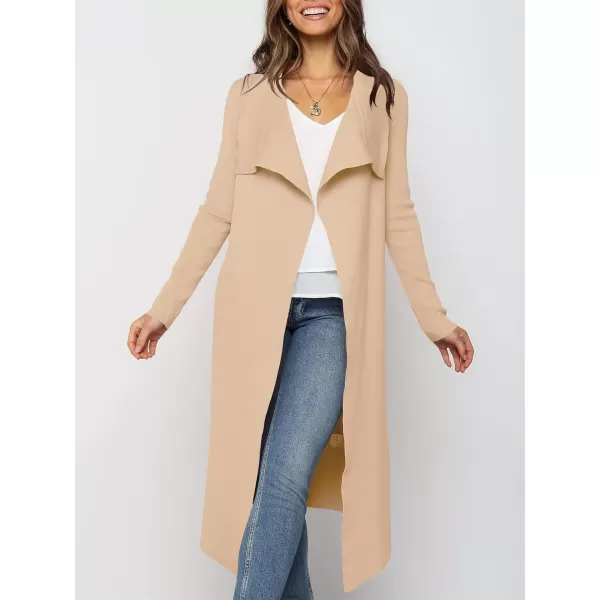 imageANRABESS Womens Cardigan Sweater Open Front Long Jackets Knitted Sweater Soft Fuzzy 2023 Fall Winter Trench CoatApricot