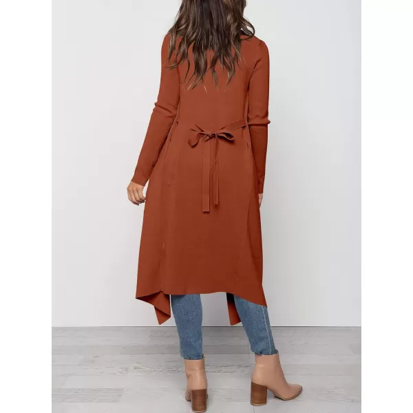 imageANRABESS Womens Cardigan Sweater Open Front Long Jackets Knitted Sweater Soft Fuzzy 2023 Fall Winter Trench CoatRust Red