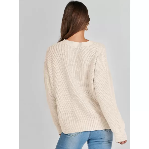 imageANRABESS Womens Cardigan Sweaters 2023 Fall Oversized Open Front Button V Neck Lightweight Cardigans Knit OuterwearBeige