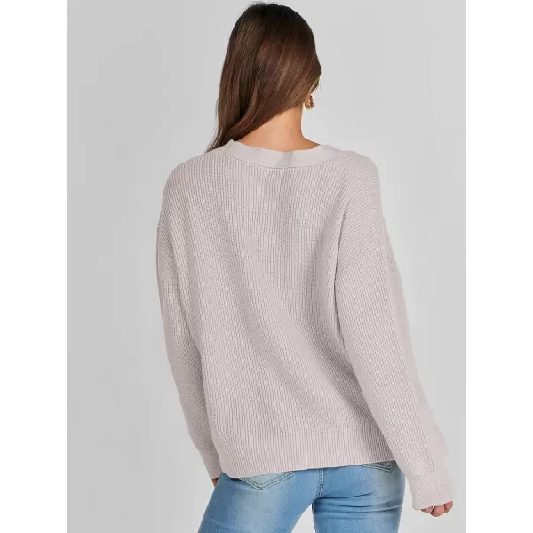 imageANRABESS Womens Cardigan Sweaters 2023 Fall Oversized Open Front Button V Neck Lightweight Cardigans Knit OuterwearGray