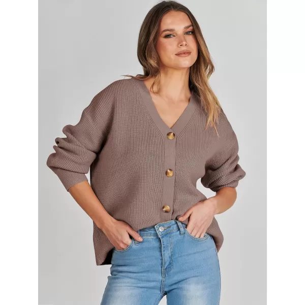 imageANRABESS Womens Cardigan Sweaters 2023 Fall Oversized Open Front Button V Neck Lightweight Cardigans Knit OuterwearNutmeg