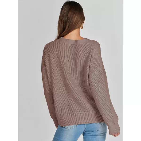 imageANRABESS Womens Cardigan Sweaters 2023 Fall Oversized Open Front Button V Neck Lightweight Cardigans Knit OuterwearNutmeg
