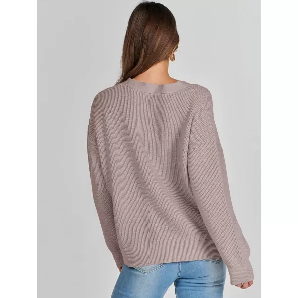 imageANRABESS Womens Cardigan Sweaters 2023 Fall Oversized Open Front Button V Neck Lightweight Cardigans Knit OuterwearPink Apricot