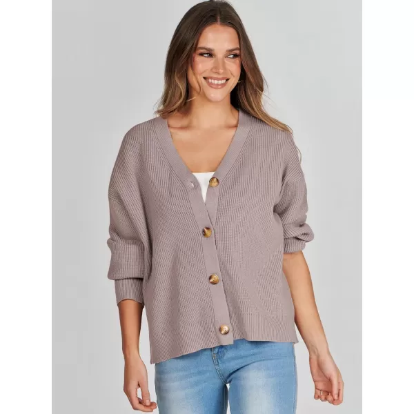 imageANRABESS Womens Cardigan Sweaters 2023 Fall Oversized Open Front Button V Neck Lightweight Cardigans Knit OuterwearPink Apricot