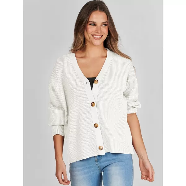 imageANRABESS Womens Cardigan Sweaters 2023 Fall Oversized Open Front Button V Neck Lightweight Cardigans Knit OuterwearWhite