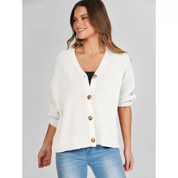 imageANRABESS Womens Cardigan Sweaters 2023 Fall Oversized Open Front Button V Neck Lightweight Cardigans Knit OuterwearWhite