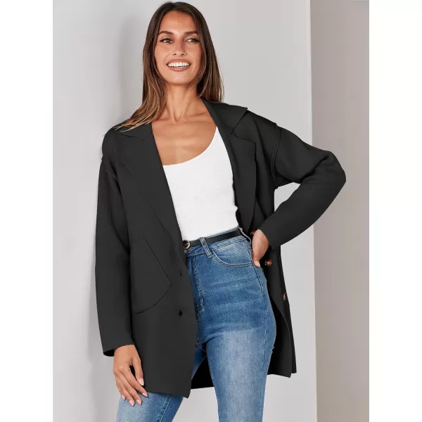 imageANRABESS Womens Cardigans Open Front Button Lapel Sweater Coat 2023 Winter Oversized Long Sleeve Knit Coatigan JacketBlack