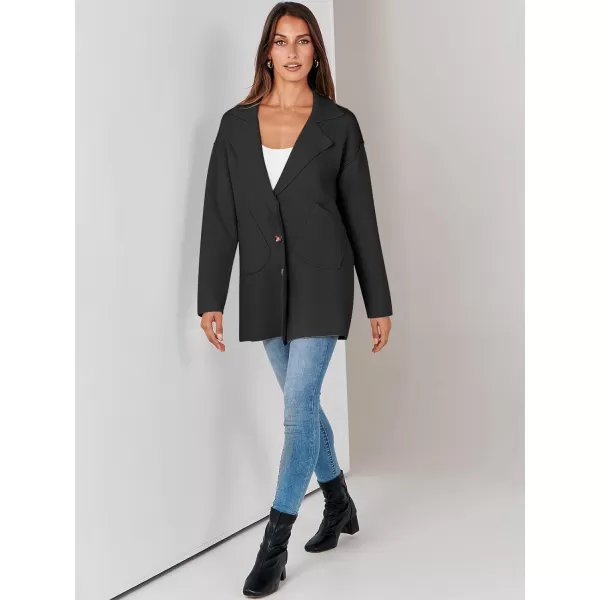 imageANRABESS Womens Cardigans Open Front Button Lapel Sweater Coat 2023 Winter Oversized Long Sleeve Knit Coatigan JacketBlack