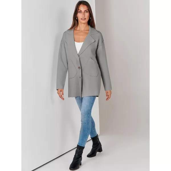 imageANRABESS Womens Cardigans Open Front Button Lapel Sweater Coat 2023 Winter Oversized Long Sleeve Knit Coatigan JacketGrey