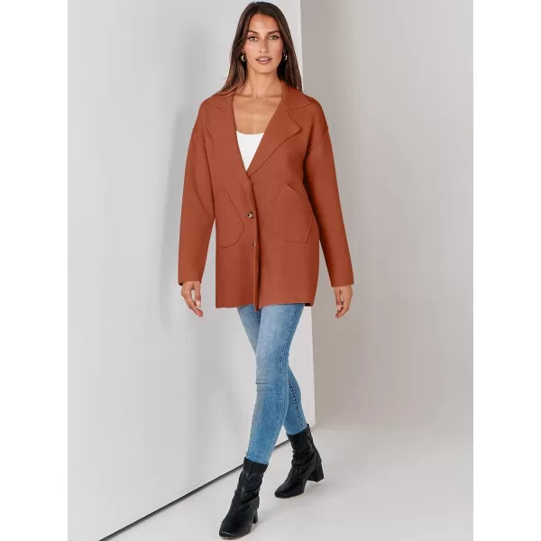 imageANRABESS Womens Cardigans Open Front Button Lapel Sweater Coat 2023 Winter Oversized Long Sleeve Knit Coatigan JacketRust