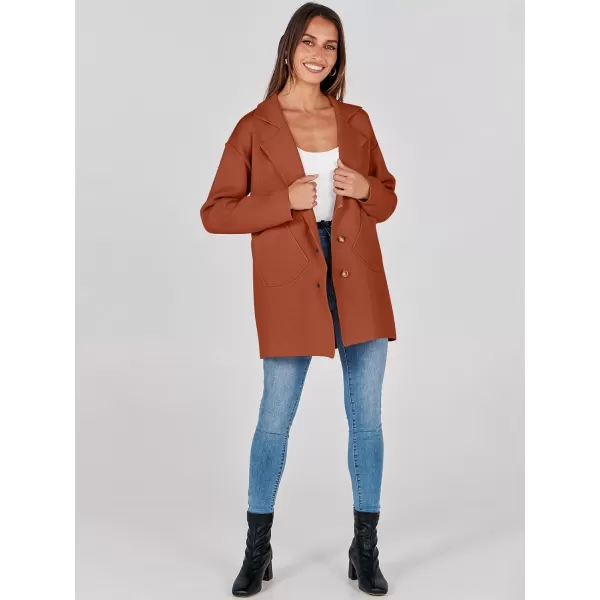 imageANRABESS Womens Cardigans Open Front Button Lapel Sweater Coat 2023 Winter Oversized Long Sleeve Knit Coatigan JacketRust