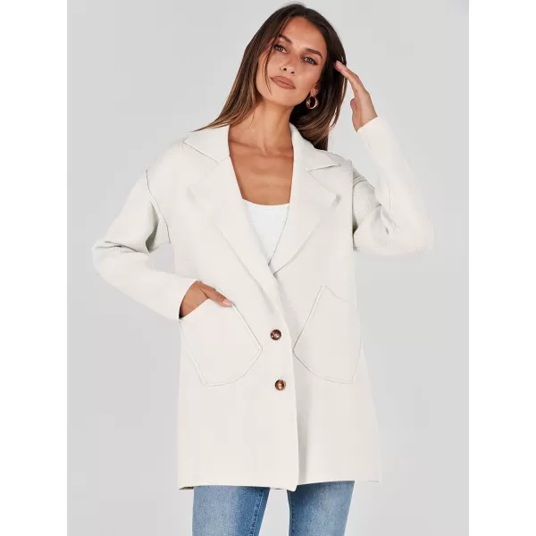 imageANRABESS Womens Cardigans Open Front Button Lapel Sweater Coat 2023 Winter Oversized Long Sleeve Knit Coatigan JacketWhite
