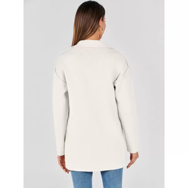 imageANRABESS Womens Cardigans Open Front Button Lapel Sweater Coat 2023 Winter Oversized Long Sleeve Knit Coatigan JacketWhite