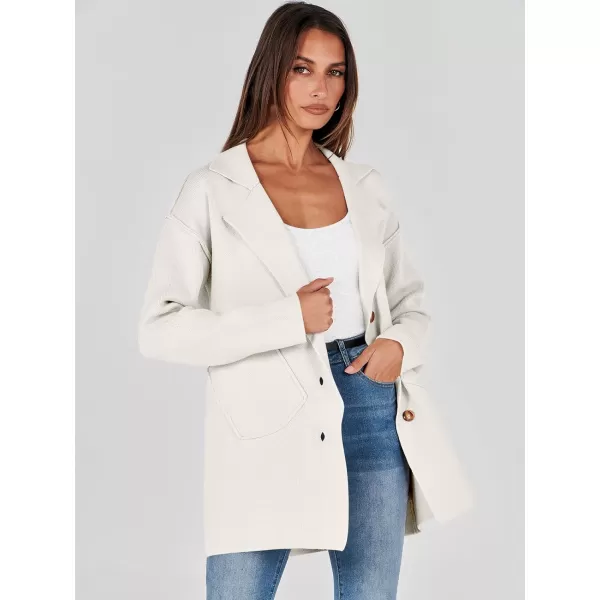 imageANRABESS Womens Cardigans Open Front Button Lapel Sweater Coat 2023 Winter Oversized Long Sleeve Knit Coatigan JacketWhite