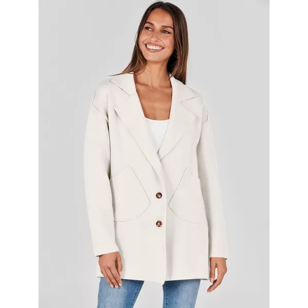 imageANRABESS Womens Cardigans Open Front Button Lapel Sweater Coat 2023 Winter Oversized Long Sleeve Knit Coatigan JacketWhite