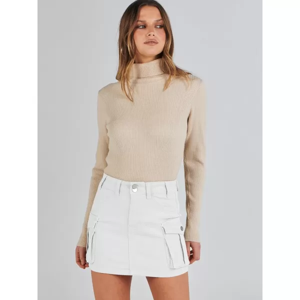 imageANRABESS Womens Cargo Skirt Button Mini Denim Short Skirt with Pocket Cotton Solid Y2k Bodycon 2024 Fashion SkirtsWhite