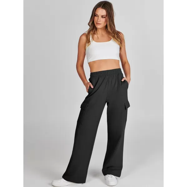 imageANRABESS Womens Cargo Sweatpants Casual Baggy Fleece High Waisted Athletic Lounge PantsBlack