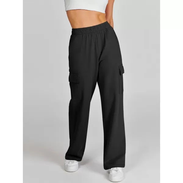 imageANRABESS Womens Cargo Sweatpants Casual Baggy Fleece High Waisted Athletic Lounge PantsBlack